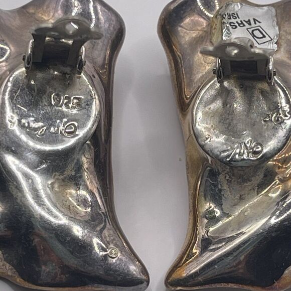 David Varsano Sterling Silver Electroform Modern CLIP ON Vintage Earrings Israel - Picture 8 of 9